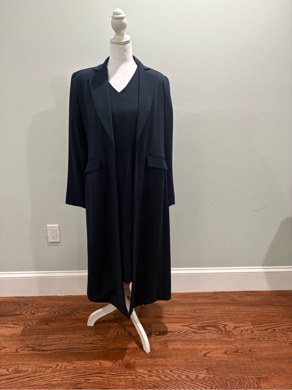 Classic Long Navy Coat and  Dress
Set of tow pieces